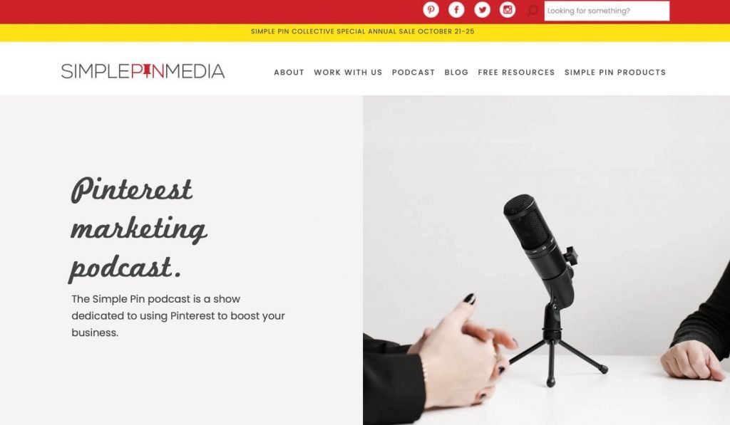 simple pin podcast homepage